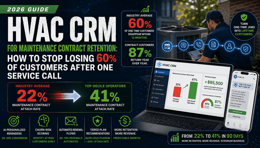 HVAC CRM for Maintenance Contract Retention: How to Stop Losing 60% of Customers After One Service Call (2026 Guide)